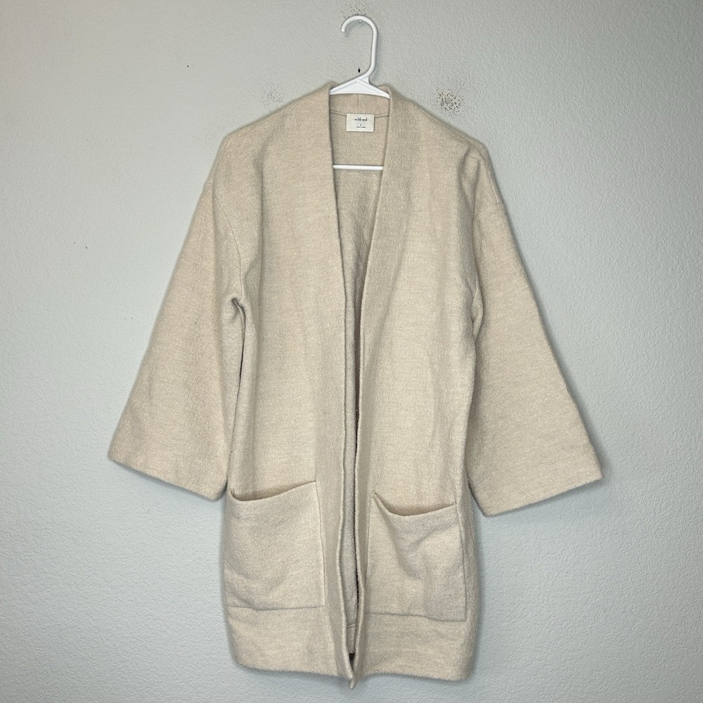 Aritzia Wilfred Brullon Boiled Wool Cardigan Sweater Jacket Cream Beige S Small
